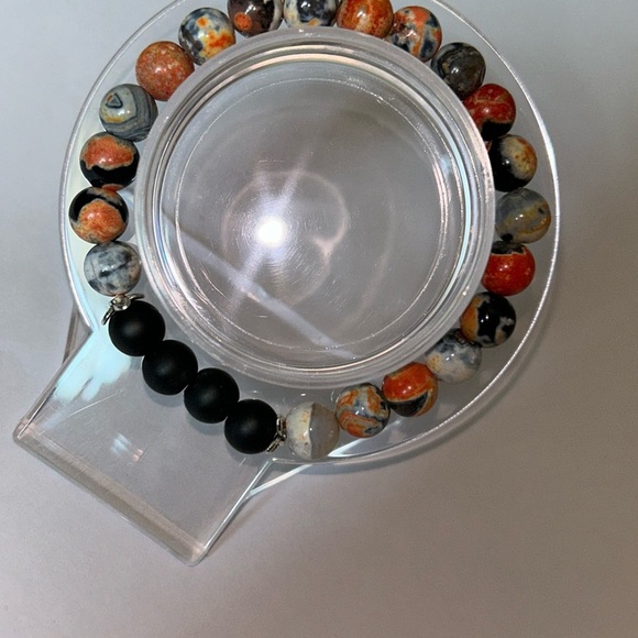 His and hers Black and Multicolor Beaded Bracelets - Picture 3 of 4